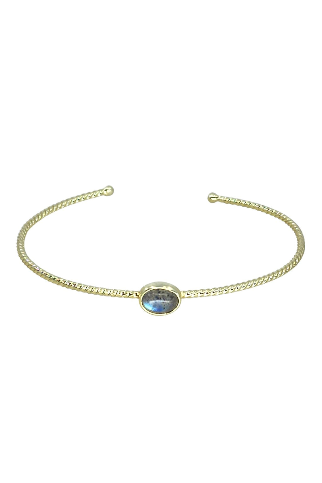 Center Stone Single Band Bracelet with Labradorite