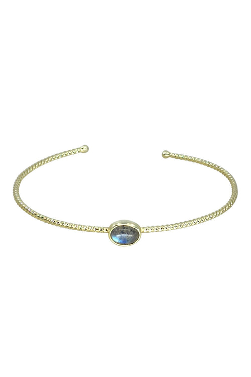Center Stone Single Band Bracelet with Labradorite